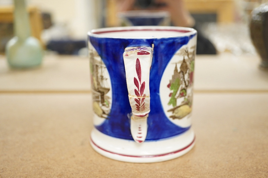 An 1851 Great Exhibition frog/surprise mug, 11cm. Condition - poor